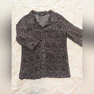 NWOT Multicolor Floral Crinkle Button-Up Shirt Blouse Size M